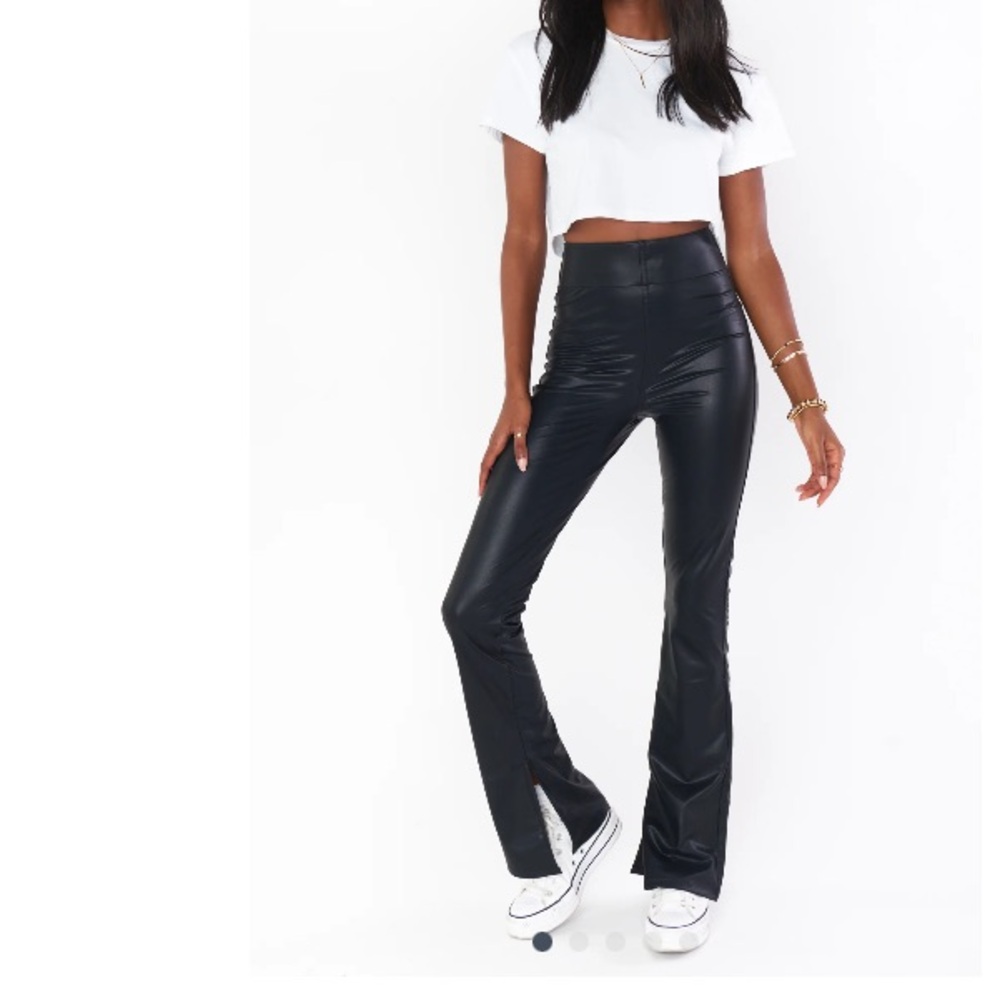 Show Me Your Mumu Nashville Pull On Flares in Black Faux Leather Medium Womens